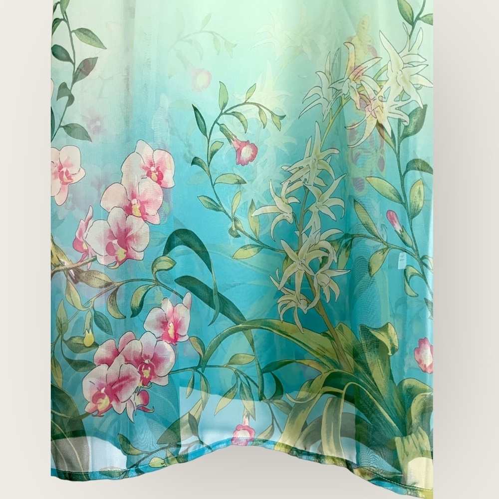 YAMAMAY Italia hummingbird flowers Maxi slip dress nightgown SMALL 90s - Picture 2 of 6